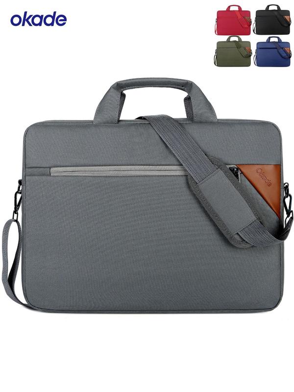 Large Capacity Laptop Bag, Business Casual Solid Color Laptop Shoulder Bag, Shockproof Laptop Bag for Commuting & Office & Business Trip