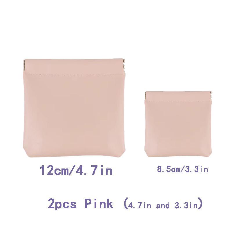 2pcs Simple Solid Color Storage Bag, Portable Self Closing Mini Travel Makeup Organizer, Small Items Storage Container For Home Office