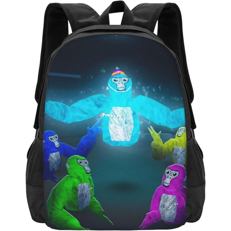 Gorilla Tag Backpack Cartoon Game Backpack Lightweight Durable Travel Backpack Laptop Backpack Monkey 3D Printed Casual Backpack Unisex Game Fan Gift