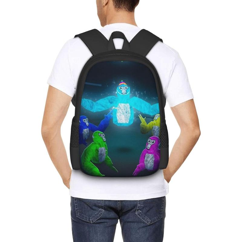 Gorilla Tag Backpack Cartoon Game Backpack Lightweight Durable Travel Backpack Laptop Backpack Monkey 3D Printed Casual Backpack Unisex Game Fan Gift