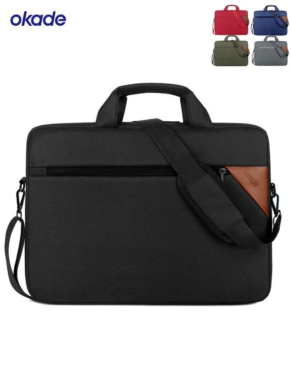 Large Capacity Laptop Bag, Business Casual Solid Color Laptop Shoulder Bag, Shockproof Laptop Bag for Commuting & Office & Business Trip