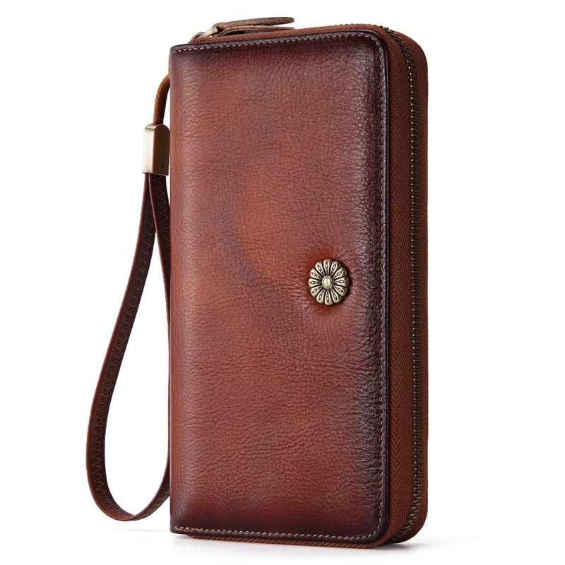  HKCLUF 347  Leather Wallets for Women RFID Blocking Credit Card Holder Phone Wallet Women Wristlet Clutch  Large Capacity Purse