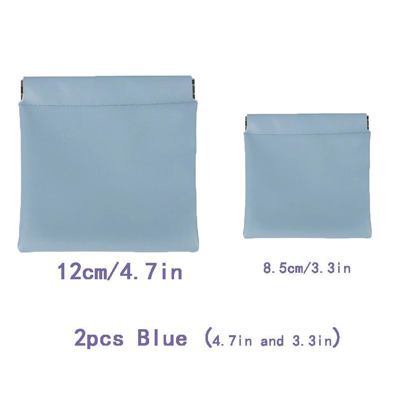 2pcs Simple Solid Color Storage Bag, Portable Self Closing Mini Travel Makeup Organizer, Small Items Storage Container For Home Office