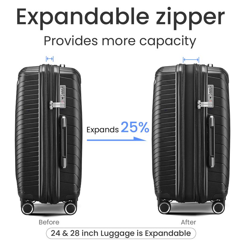 MQ Expandable Suitcase Set of 4 Pieces - 14'', 20'', 24'', 28'' PP Lightweight and Durable Luggage