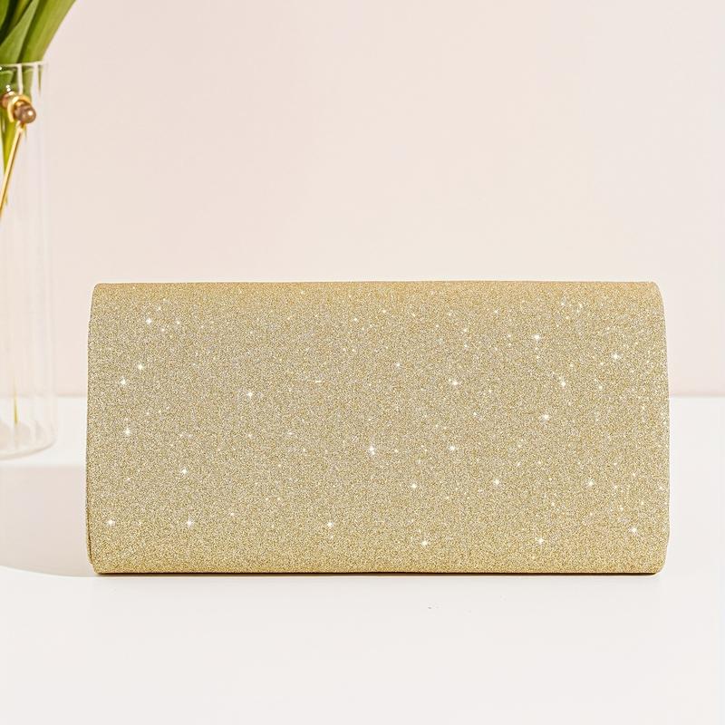 Fashionable Glitter Long Wallet, Flap Clutch Chain Bag, Women's Elegant Evening Bag For Party For Carnaval Use