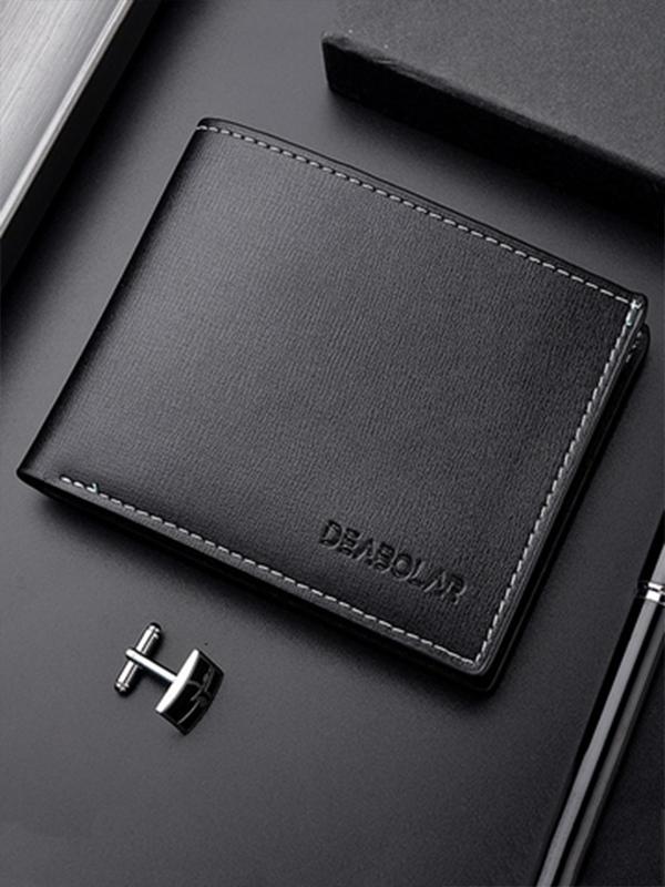 Men's Business Fashion Bifold Wallet, Simple Style Plain Color Wallet, Casual Trendy Wallet for Work & Daily Use