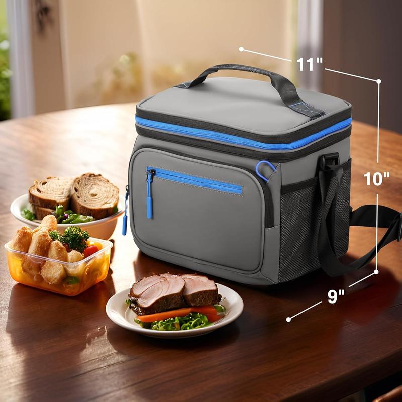 Expandable Insulated Lunch Box 24 Can Double Deck Cooler Bags Leakproof Lunch Bag for Man Large Lunch Cooler for Camping Travel Picnic