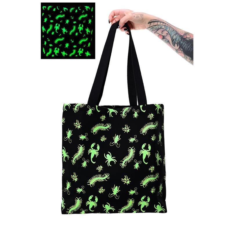 Creepy Crawlers Open Top Tote Bag Glow in the Dark Bag