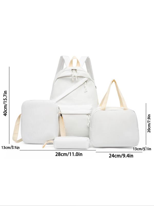 Women's Casual Solid Color Backpack & Crossbody Bag & Handbag & Pencil Case, Large Capacity School Bag Set, Versatile Bag Set for School & Travel