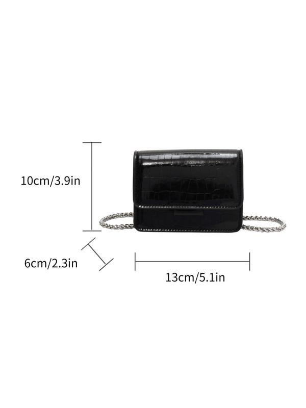 Fall Crocodile Pattern Chain Strap Crossbody Purses Bag 2024, Casual Pu Leather Shoulder Bag for Women & Girls, Trendy Commuting Bag, Girl Shopping Bag Back To School