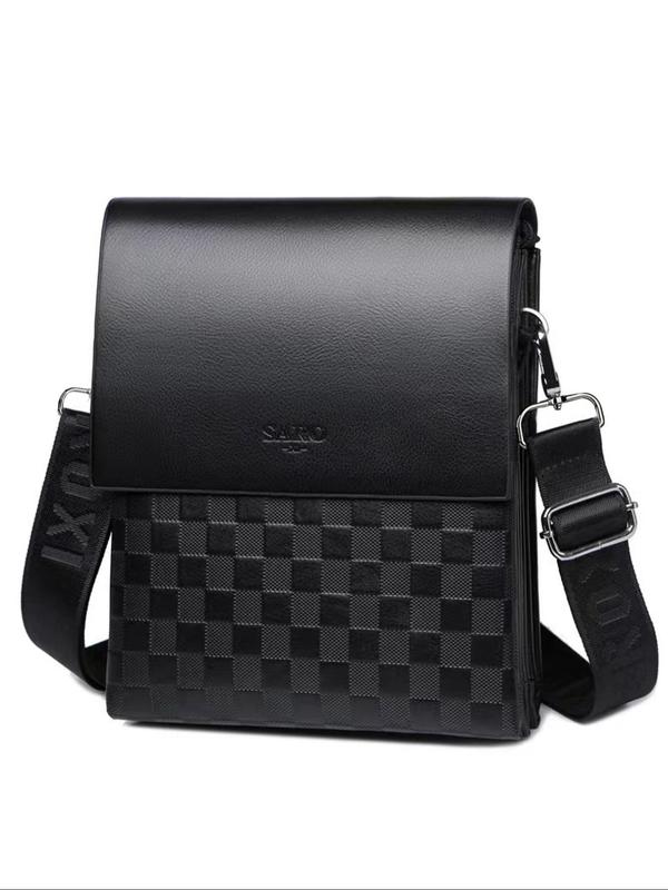 Men's Business Fashion PU Leather Crossbody Bag, Embossed Shoulder Bag for Work & Daily Used, Casual Trendy Versatile High-quality Daily Commuting Bag