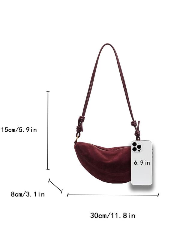 Women's Street Trend Vintage Half Moon Bag, Fashionable Solid Color Hobo Bag, Casual Trendy Versatile High-quality Daily Commuting Bag, Girl Fashionable Shopping Bag