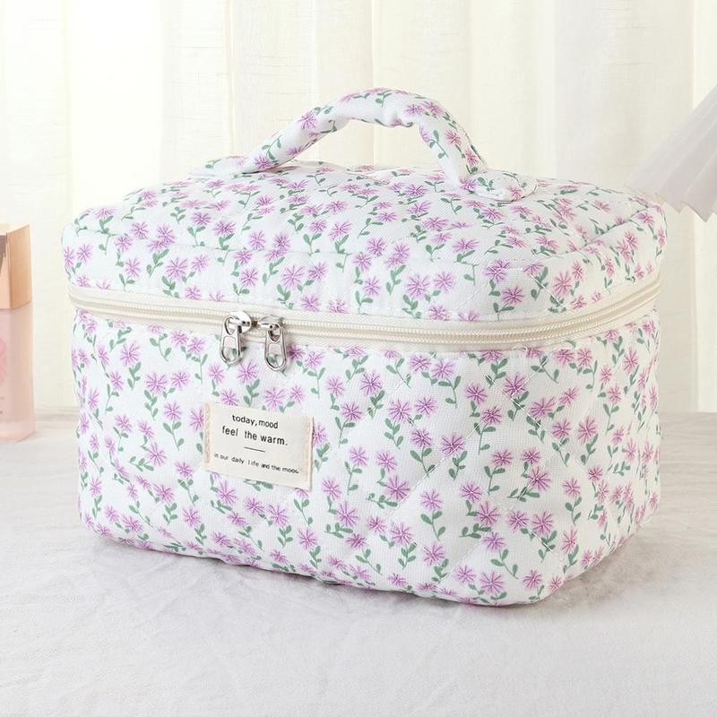 Floral Pattern Makeup Bag Set, 3 Counts set Large Capacity Cosmetic Storage Bag, Zipper Makeup Organizer Pouch