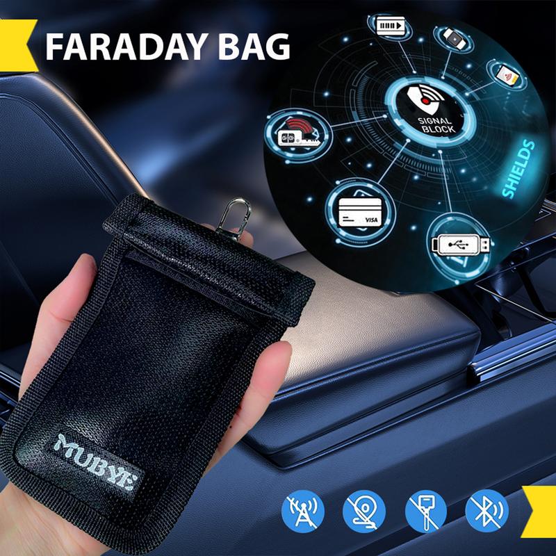 Faraday Bags, Faraday Cage with Key Fob Protector, Fireproof Waterproof Faraday Bag EMP Proof Signal Blocker (2000℉), Anti-Theft RFID Blocking Pouch for Laptops, Tablets, Phones, Car Keys, Electronics