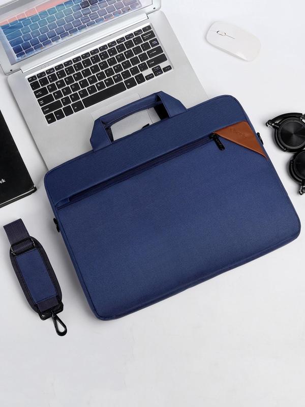 Large Capacity Laptop Bag, Business Casual Solid Color Laptop Shoulder Bag, Shockproof Laptop Bag for Commuting & Office & Business Trip