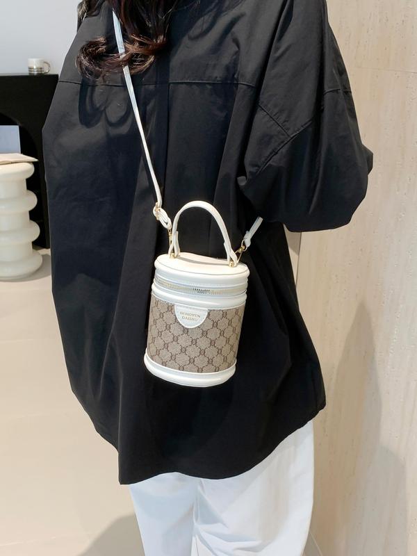 Fashionable Geometric Pattern Crossbody Bag, Casual Versatile Bucket Bag for Women, Trendy All-match Commuter Bag for Daily Used