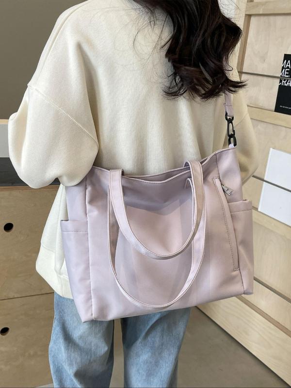 Casual Solid Color Tote Bag, Fashionable Large Capacity Crossbody Tote Bag with Adjustable Strap for Daily Commute, All-match Bag for Women