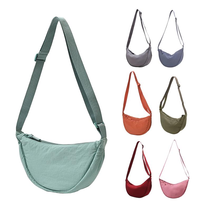 Unisex Solid Color Shoulder Bag Minimalist Casual Crossbody Bag Convenient Crescent Satchel Bag