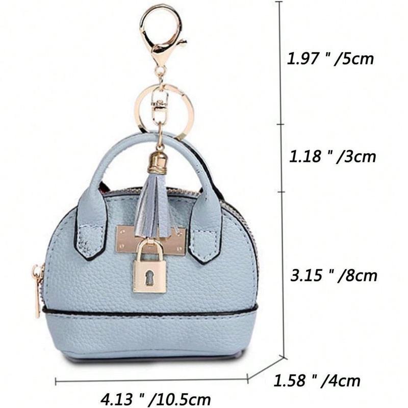 FASHION C   Mini Bag Charim Keychain For Tote Bag,Coin Purse Pu Leather Key Chain Small Change Purse For Women Pouch Mini Makeup Bag Cute Zipper Coin Purse Small Wallets  Ideal For Lip Balm, Cards, And Headphones