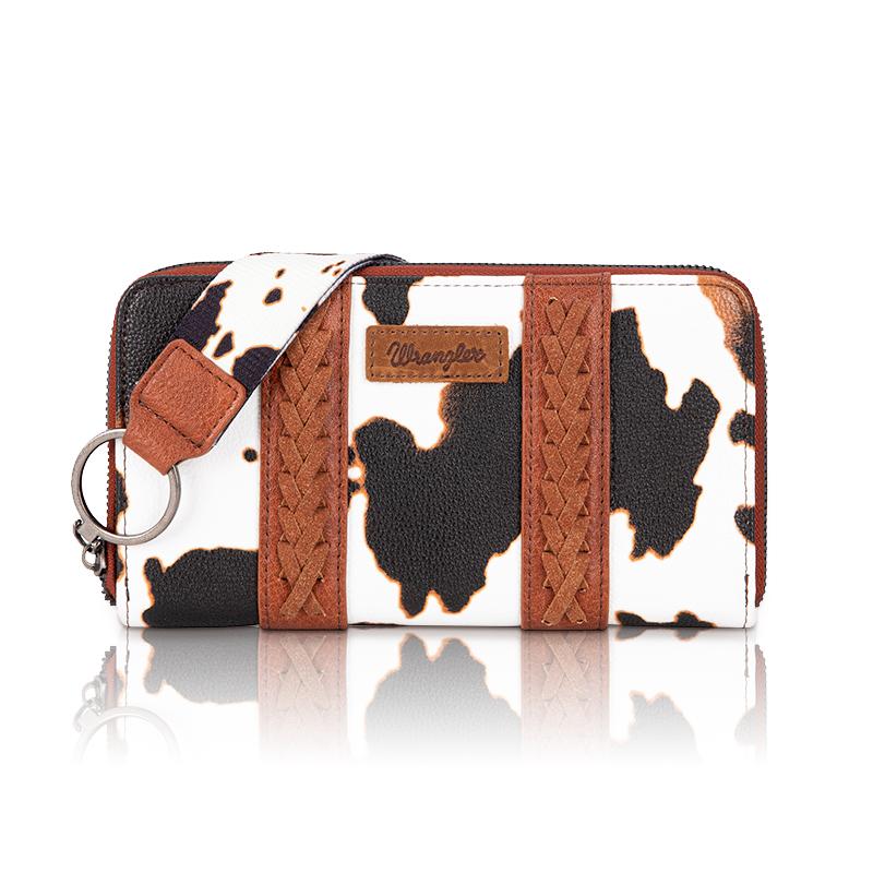 Wrangler [MegaLive] Summer Moo Moo Wristlet Western Wallet Cow Print Credit Card Holder for Women