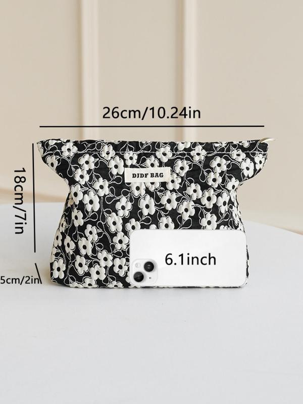 Floral Pattern Makeup Bag, Large Capacity Cosmetic Storage Bag, Zipper Makeup Organizer Pouch, Versatile Storage Bag for Travel & Daily Used