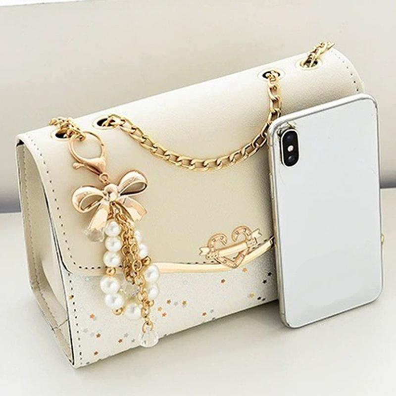 Chic Chain Shoudler Bag for Women Trendy Sequin Flap Crossbody Bag Aesthetic Pattern Satchel Bag Convenient Purse for Daily Use