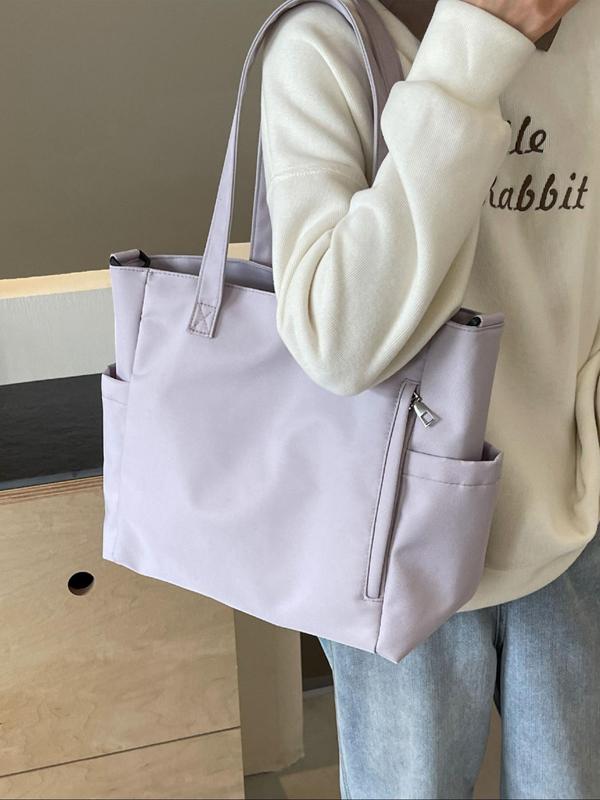 Casual Solid Color Tote Bag, Fashionable Large Capacity Crossbody Tote Bag with Adjustable Strap for Daily Commute, All-match Bag for Women