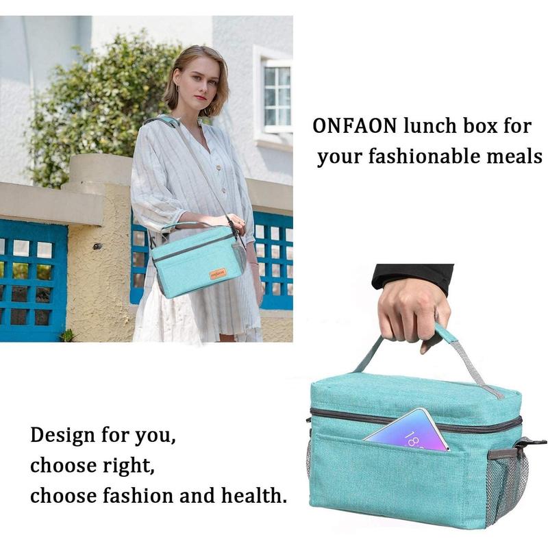 Lunch Bag for Men Women, Insulated Reusable Lunch Box Leakproof Cooler Tote Bag Freezable with Adjustable  Strap for Office Work Picnic Beach(Cyan)