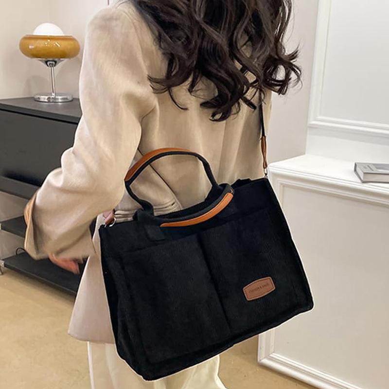 Solid Color Corduroy Totebag for Women Fashion Crossbody Bag Multifunctional Stylish Handbag Multi Pocket Shoulder Bag & Purse