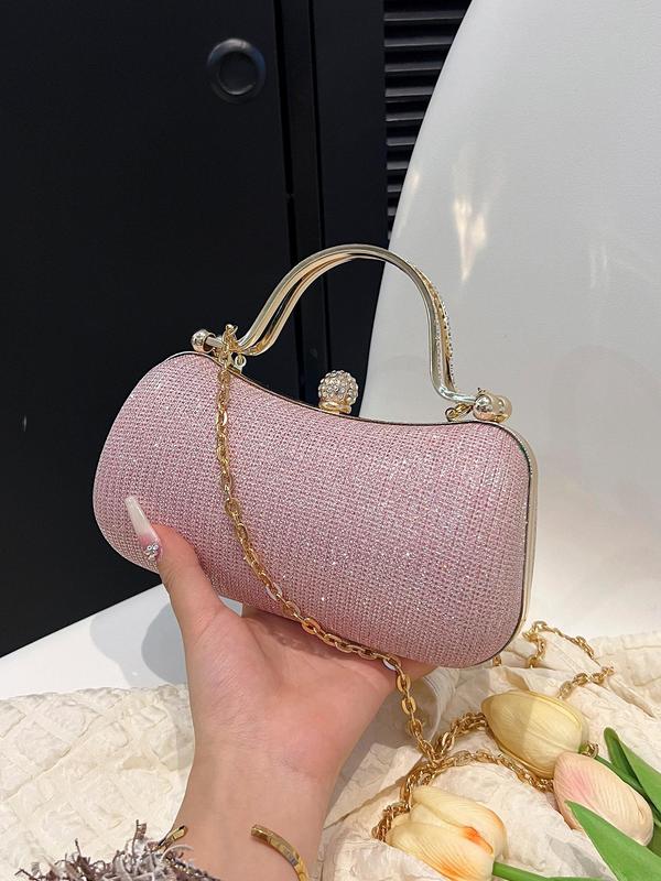 Women's Elegant Glitter Evening Bag,  Trendy Exquisite Chain Strap Rhinestone Decorated Clutch Bag, Fashionable Bag for Party Decoration