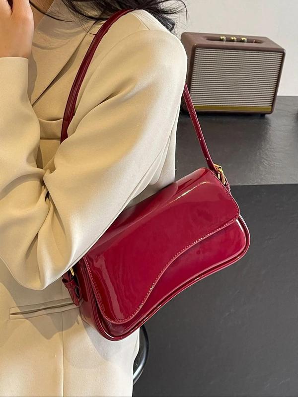 Women's Elegant Solid Color Shoulder Bag, Fashionable PU Leather Crossbody Bag for Daily Used, Casual Trendy Versatile High-quality Daily Commuting Bag