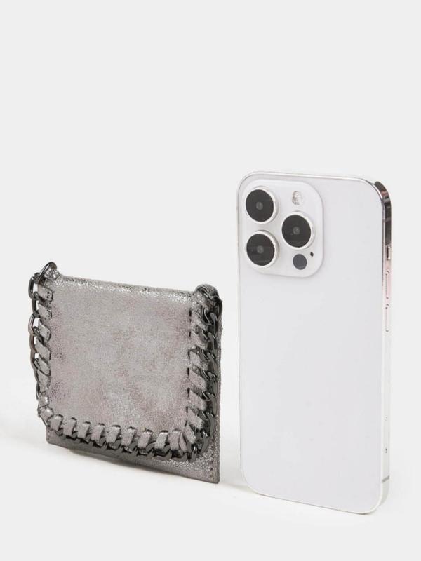 Women's Chain Decorated Bifold Wallet, Fashionable Pu Leather Card Holder for Daily Use, Casual Versatile Wallets for Women & Girls