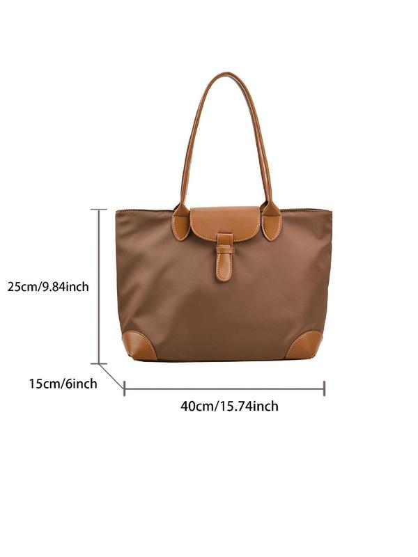 Women's Solid Color Tote Bag, 2024 New Style Fashionable Large Capacity Shoulder Bag for Daily Commute, Simple Business Tote Bag for Women & Men