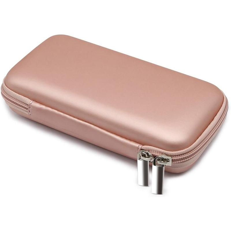 Shockproof Carrying Charger Case Hard ProtectiveOrganizer Travel Essentials for Women,Size 6.5''x3.2''x1'',Rose Gold