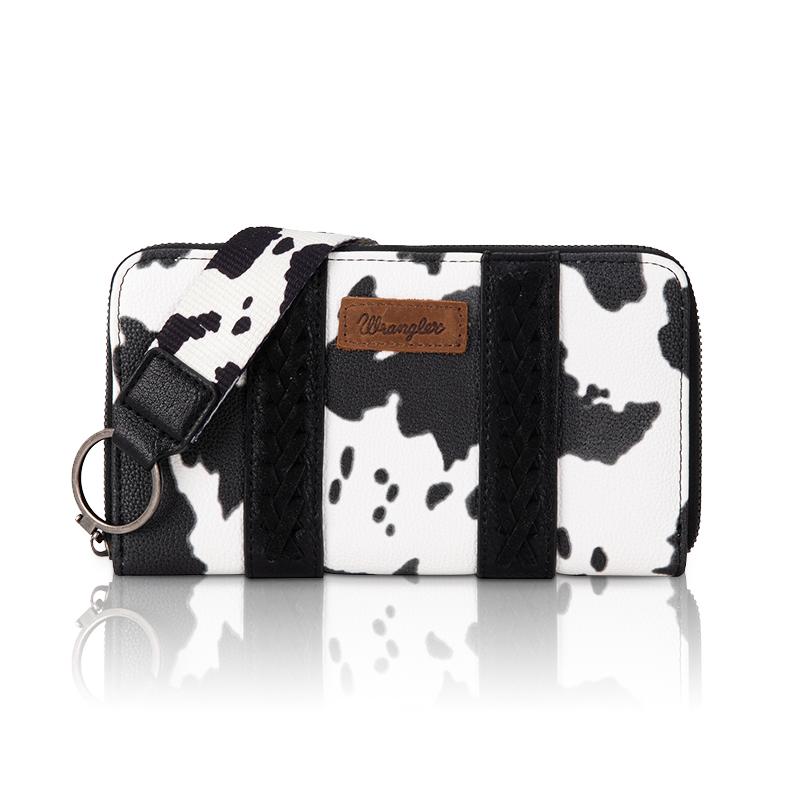 Wrangler [MegaLive] Summer Moo Moo Wristlet Western Wallet Cow Print Credit Card Holder for Women