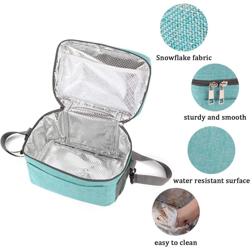 Lunch Bag for Men Women, Insulated Reusable Lunch Box Leakproof Cooler Tote Bag Freezable with Adjustable  Strap for Office Work Picnic Beach(Cyan)