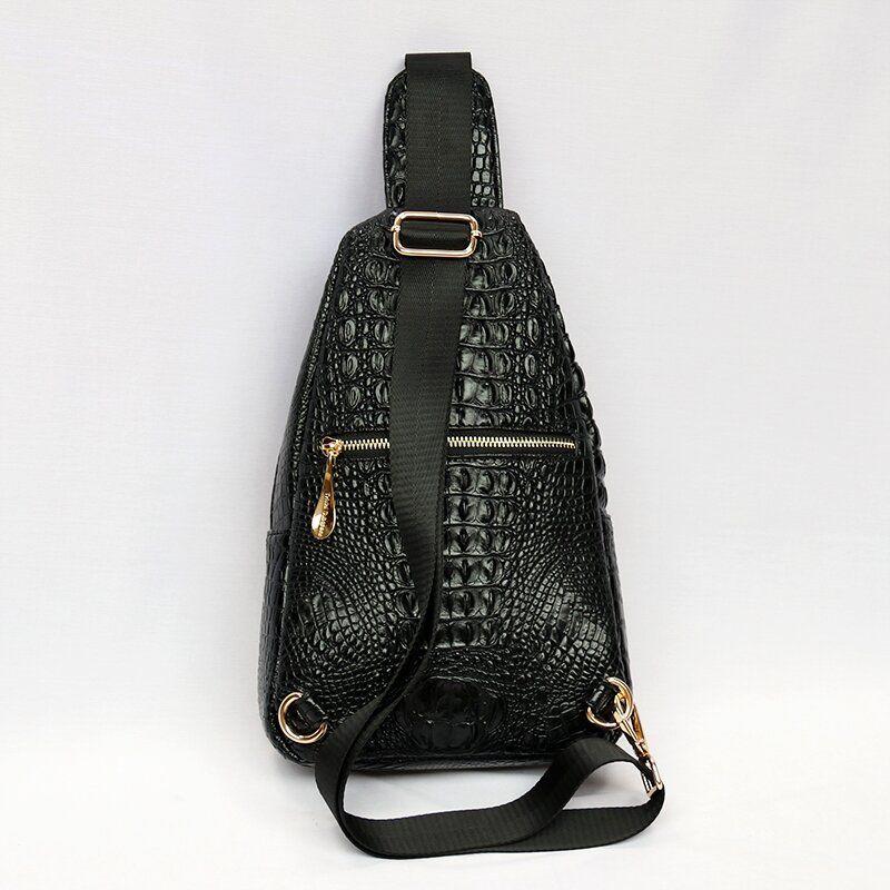 Crocodile Sponge Leather Chest Bag Unisex Crossbody Bag 2024 Bags Casual Trend