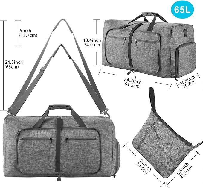 Travel Duffle Bag for Men, 65L 85L 115L Foldable Travel Duffel Bag with Shoes Compartment Overnight Bag for Men Women