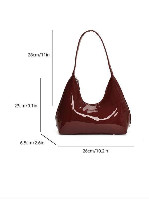 Women's Fashionable Solid Color Shoulder Bag, PU Leather Zipper Shoulder Bag for Daily Used, Casual Trendy Versatile High-quality Daily Commuting Bag