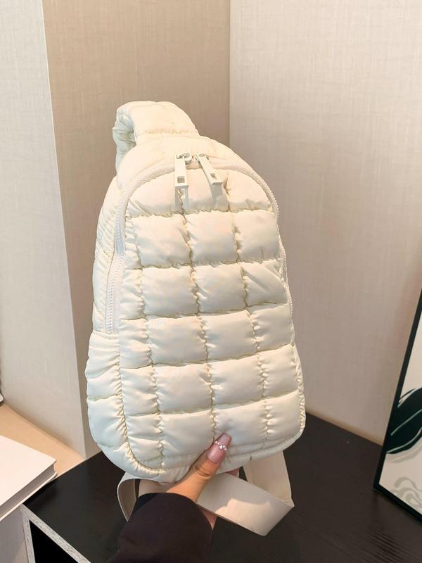 Women's Solid Color Quilted Crossbody Bag, Fashionable Puffer Design Shoulder Bag for Daily Used, Casual Trendy Versatile High-quality Daily Commuting Bag