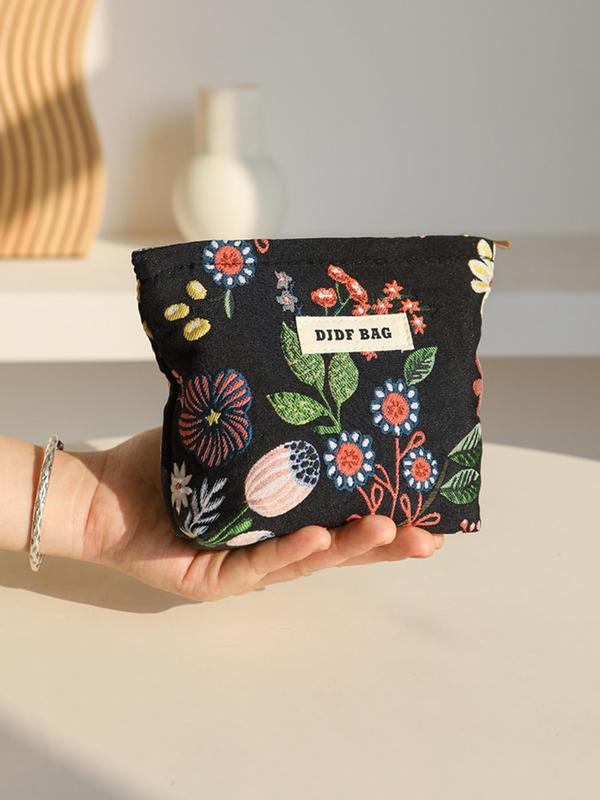 Floral Pattern Makeup Bag, Portable Zipper Makeup Bag, Versatile Storage Bag for Travel, Dormitory, Office, Home