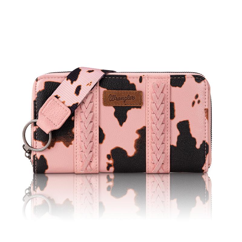 Wrangler [MegaLive] Summer Moo Moo Wristlet Western Wallet Cow Print Credit Card Holder for Women