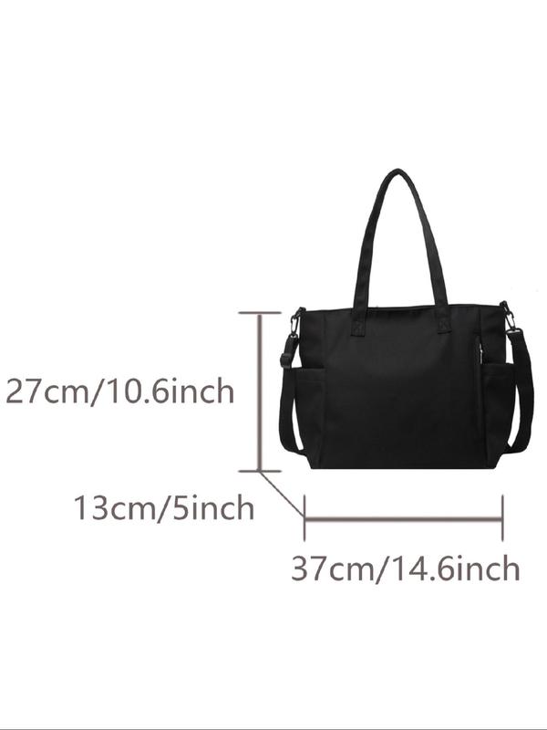 Casual Solid Color Tote Bag, Fashionable Large Capacity Crossbody Tote Bag with Adjustable Strap for Daily Commute, All-match Bag for Women