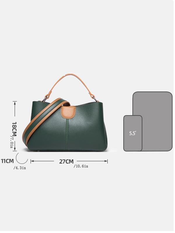 Fashionable Colorblock Pu Leather Handbag, Casual Versatile Zipper Shoulder Bag for Women, Trendy All-match Large Capacity Satchel Crossbody Commuter Bag