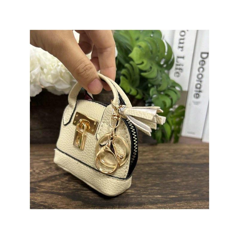 FASHION C   Mini Bag Charim Keychain For Tote Bag,Coin Purse Pu Leather Key Chain Small Change Purse For Women Pouch Mini Makeup Bag Cute Zipper Coin Purse Small Wallets  Ideal For Lip Balm, Cards, And Headphones