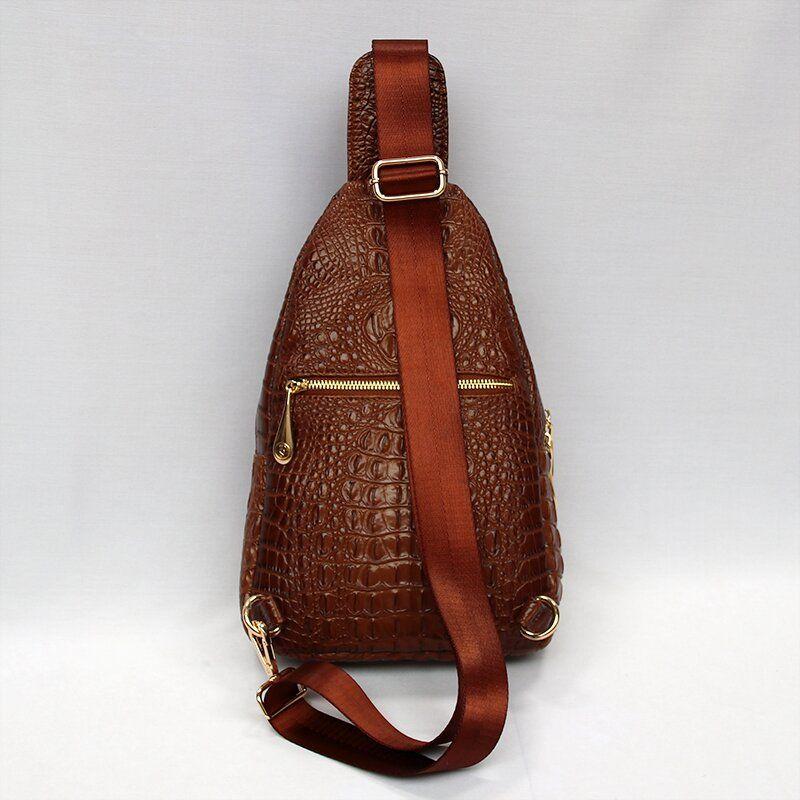 Crocodile Sponge Leather Chest Bag Unisex Crossbody Bag 2024 Bags Casual Trend