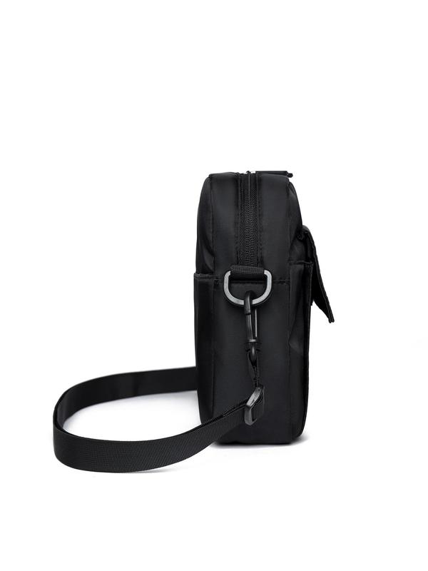 Men's Casual Solid Color Zipper Crossbody Bag, Fashionable Lightweight Shoulder Bag for Daily Use, Casual Trendy Versatile High-quality Daily Commuting Bag