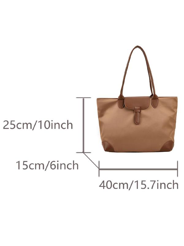 Women's Solid Color Tote Bag, 2024 New Style Fashionable Large Capacity Shoulder Bag for Daily Commute, Simple Business Tote Bag for Women & Men