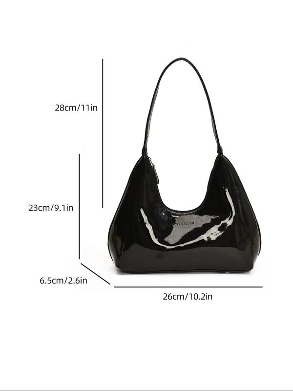 Women's Fashionable Solid Color Shoulder Bag, PU Leather Zipper Shoulder Bag for Daily Used, Casual Trendy Versatile High-quality Daily Commuting Bag