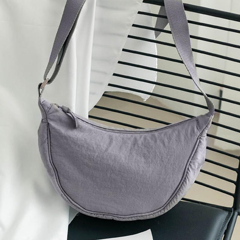 Unisex Solid Color Shoulder Bag Minimalist Casual Crossbody Bag Convenient Crescent Satchel Bag